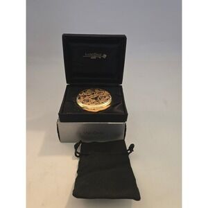 Lancome Le Petit Poudrier Dore Vintage Gold Embossed Powder Compact with Box